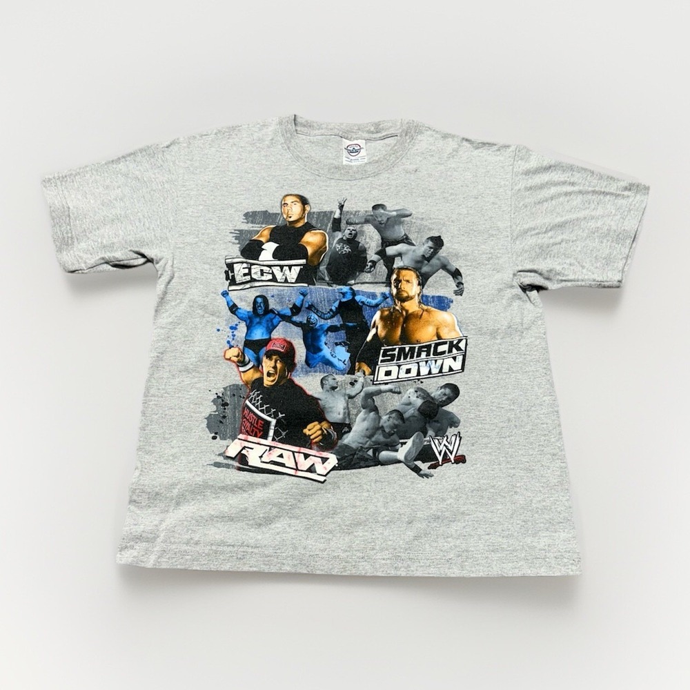 Vtg Delta Boys John Cena WWE Wrestling Raw Smackdown T Shirt Gray Sz S 16.5x20.5
